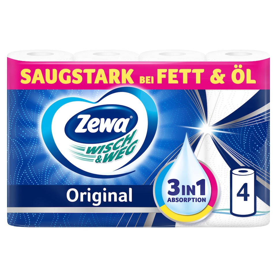 Zewa Wisch & Weg Original háztartási papírtörlő 2 rétegű 4 tekercs  1. kép