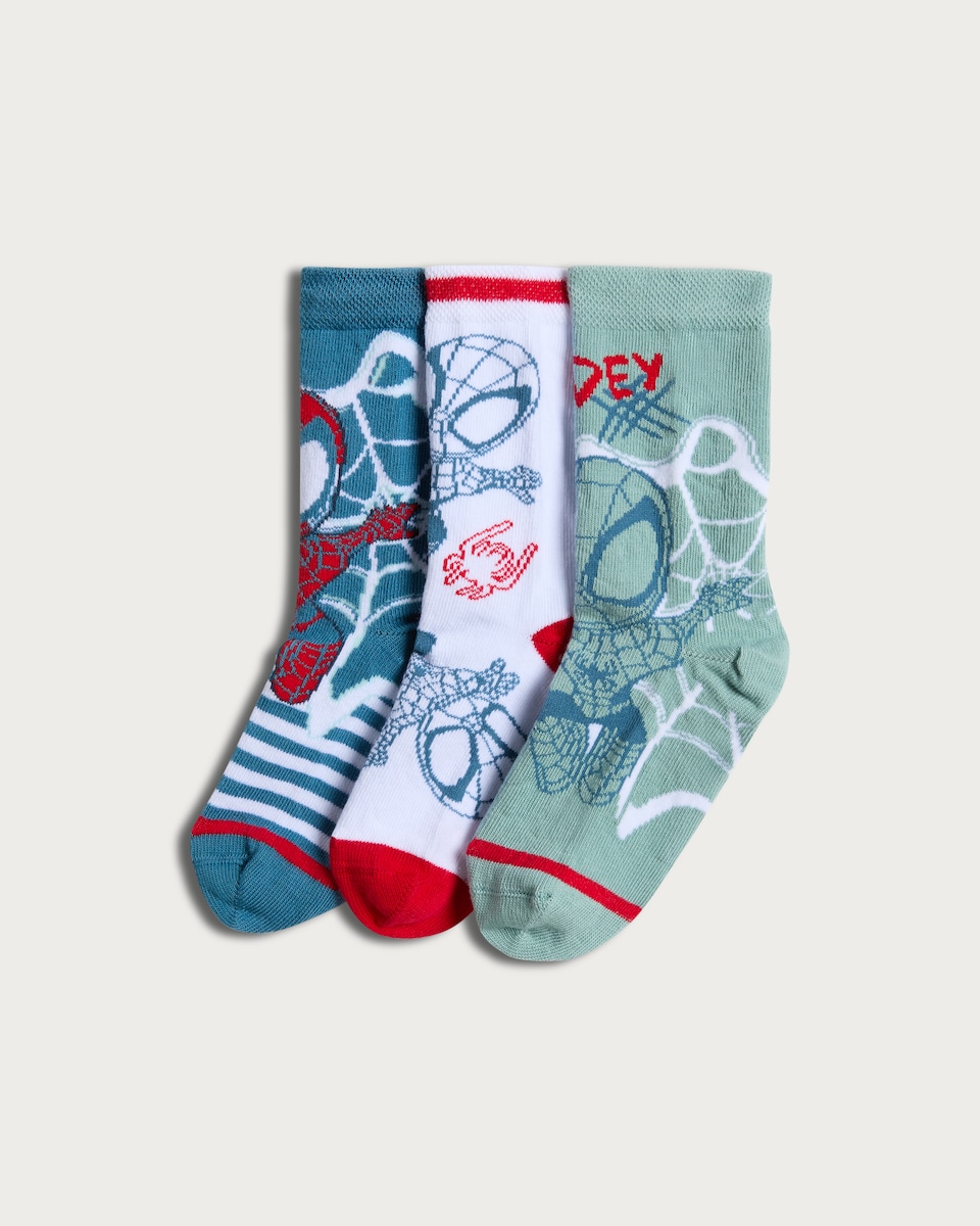 Marvel Spider-Man 3-Pack Cotton Rich Ankle Socks in Multi