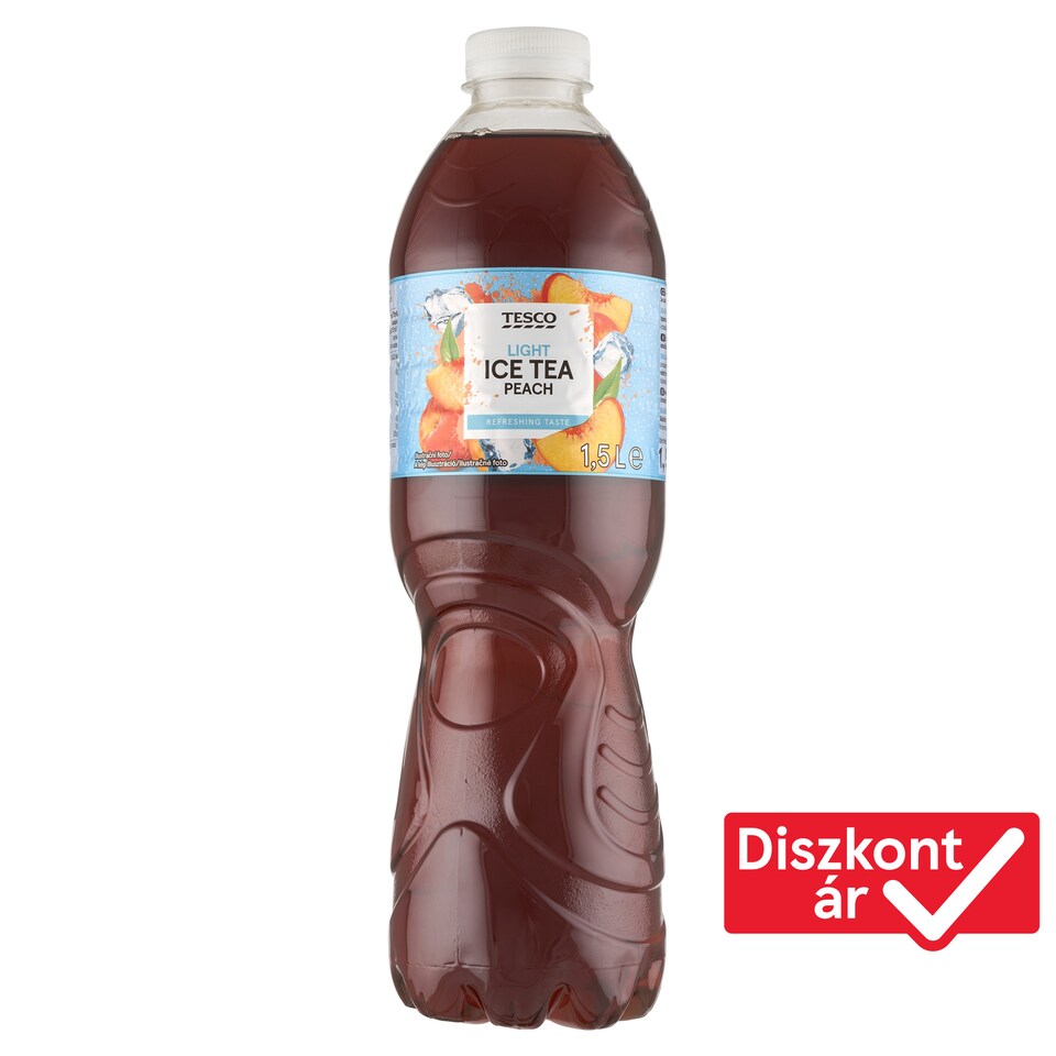 Tesco Light Ice Tea őszibarack ízű üdítőital fekete tea kivonattal, édesítőszerekkel 1,5 l