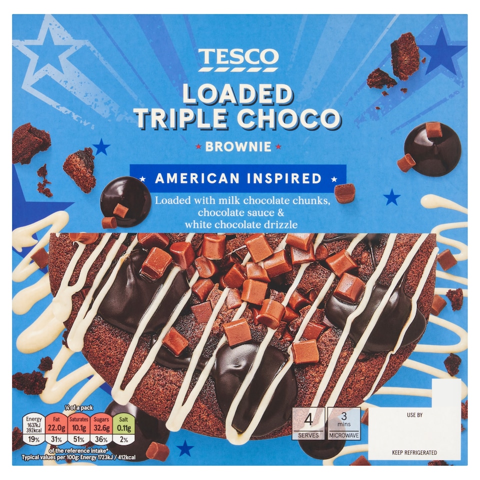 Tesco Loaded Triple Chocolate Brownie 380G