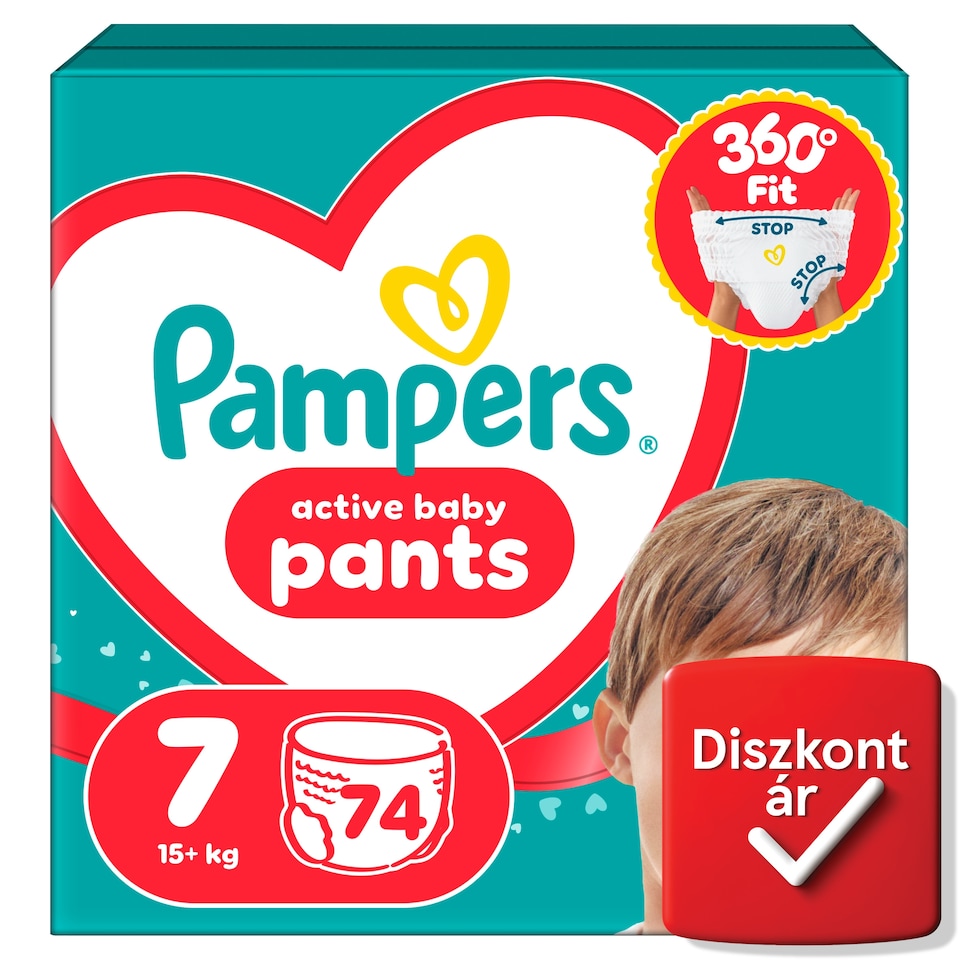 Pampers Active Baby Bugyipelenka, Méret: 7, 74 db Pelenka, 15kg+  1. kép