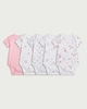 image 1 of F&F Baby 5-Pack Pure Cotton Floral Printed Short Sleeved Bodysuits in White