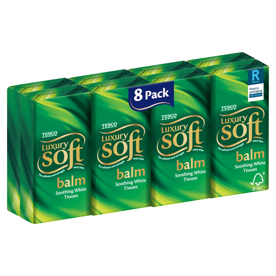 image 1 of Tesco Balm Pocket Tissues 8 Pack