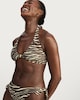 image 1 of F&F Zebra Print Halter Neck Bikini Top in Multi