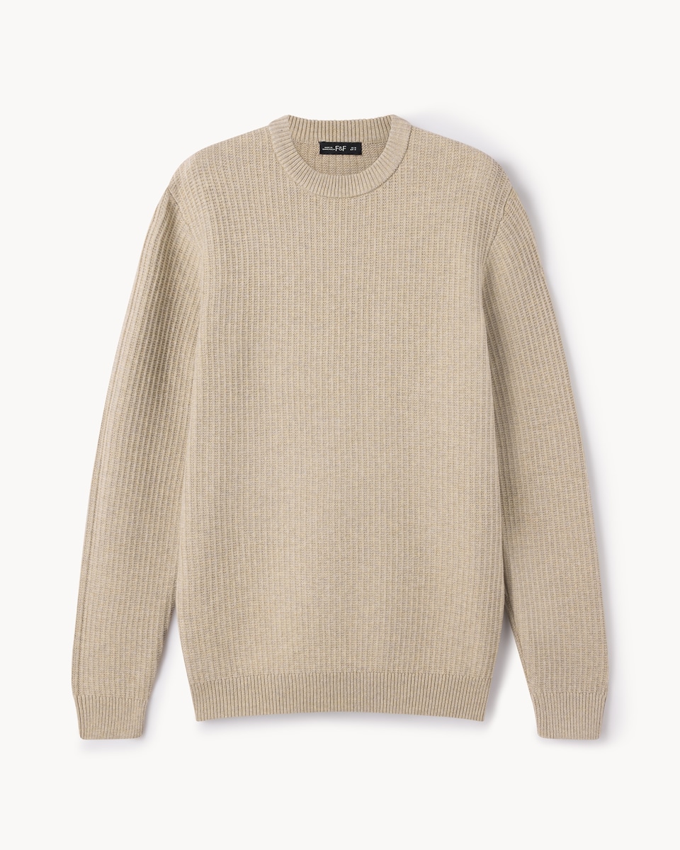 image 1 of F&F Ladder Stitch Crew Neck Jumper in Neutral