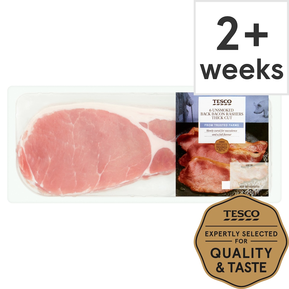 Tesco Unsmoked Thick Cut Back Bacon 300G Tesco Groceries