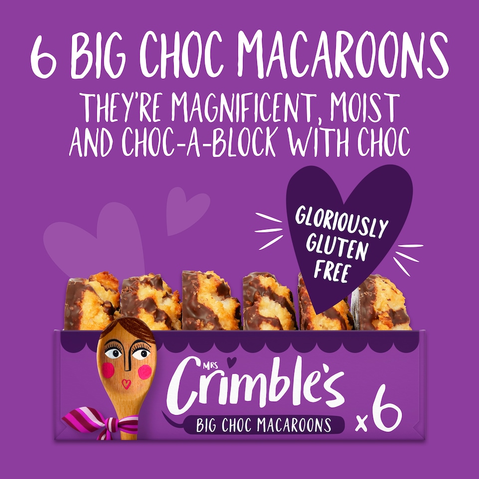 image 1 of Mrs Crimble's Gluten Free Chocolate Coconut Macaroons 6 Pack 195g