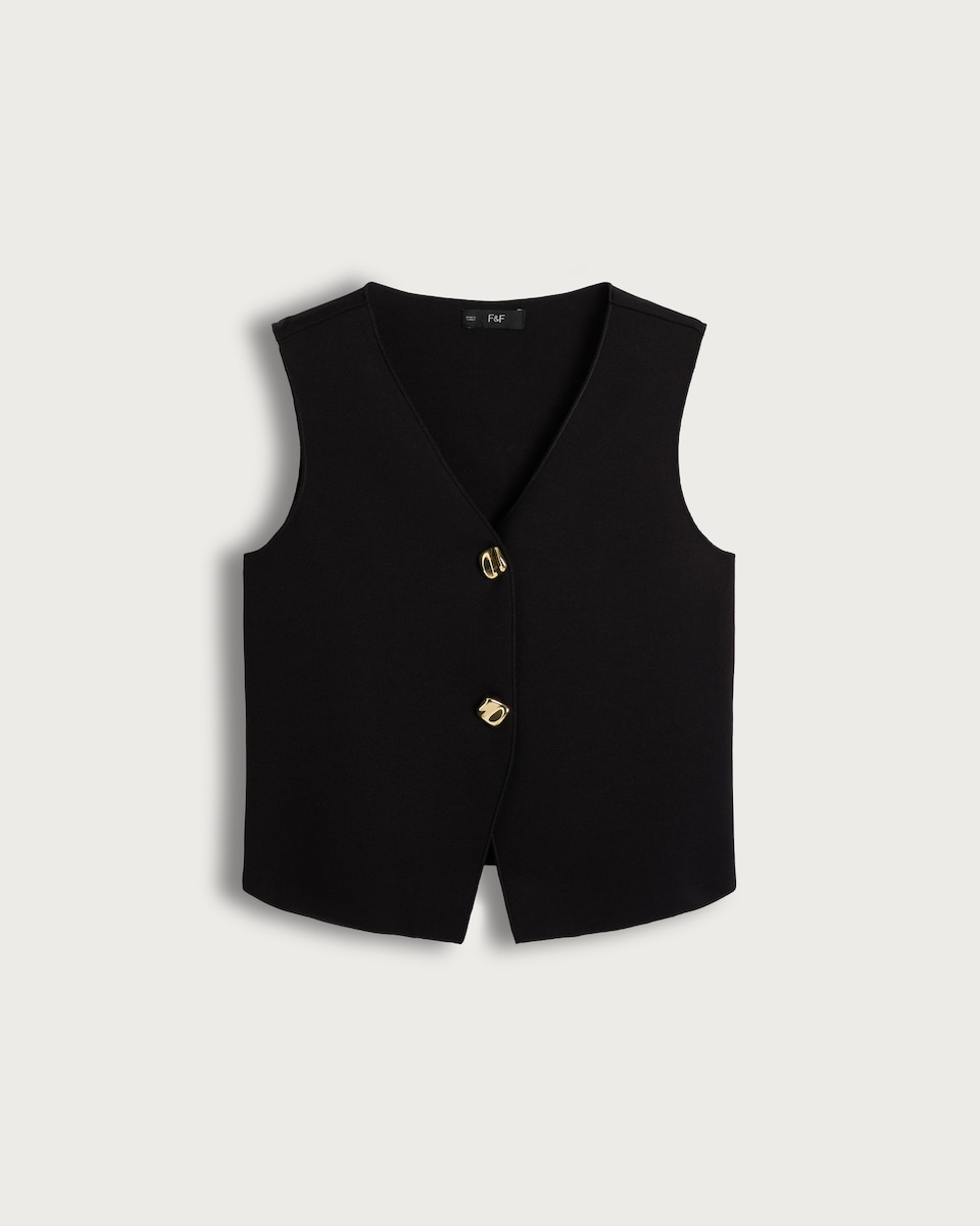 image 1 of F&F Sleeveless Two Button Waistcoat in Black