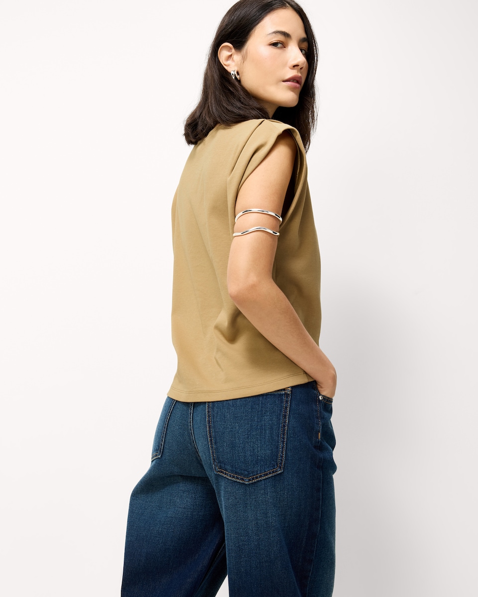 image 1 of F&F Pure Cotton Pintuck T-Shirt in Med Nude