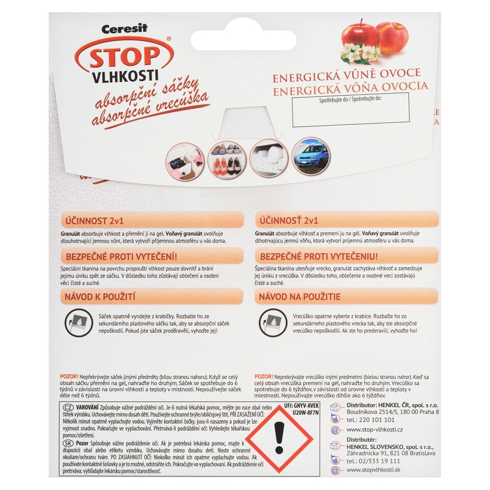 Obrázek 1 pro produkt Ceresit Stop Vlhkosti Absorpční sáčky energická vůně ovoce 2 x 50g