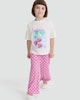 image 1 of F&F Girls 2-Piece Les Fraises T-Shirt and Check Trousers Set in Multi