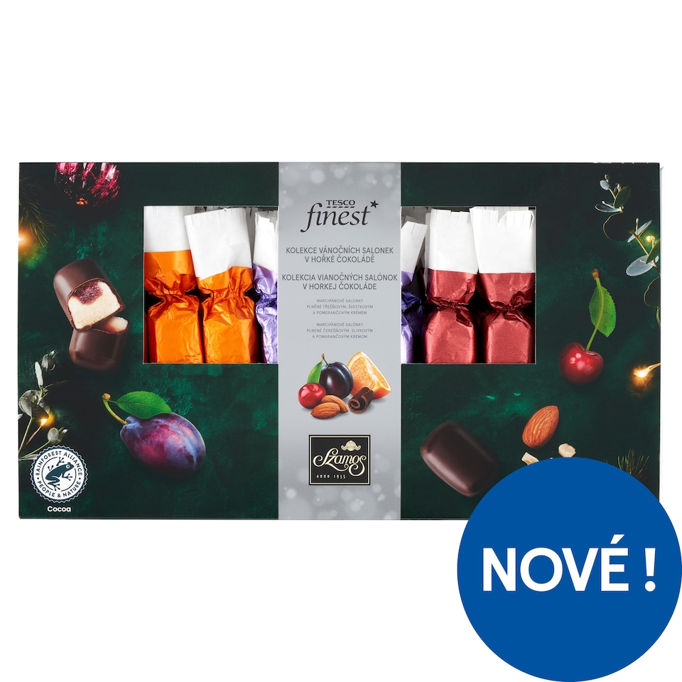 image 1 of Tesco Finest Collection of Christmas Lounge Bars in Dark Chocolate 250g