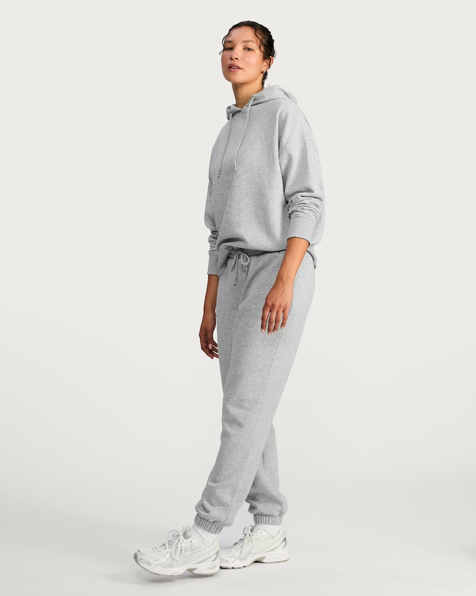 image 1 of F&F Active Cotton Rich Hooded Sports Sweatshirt in Grey Marl