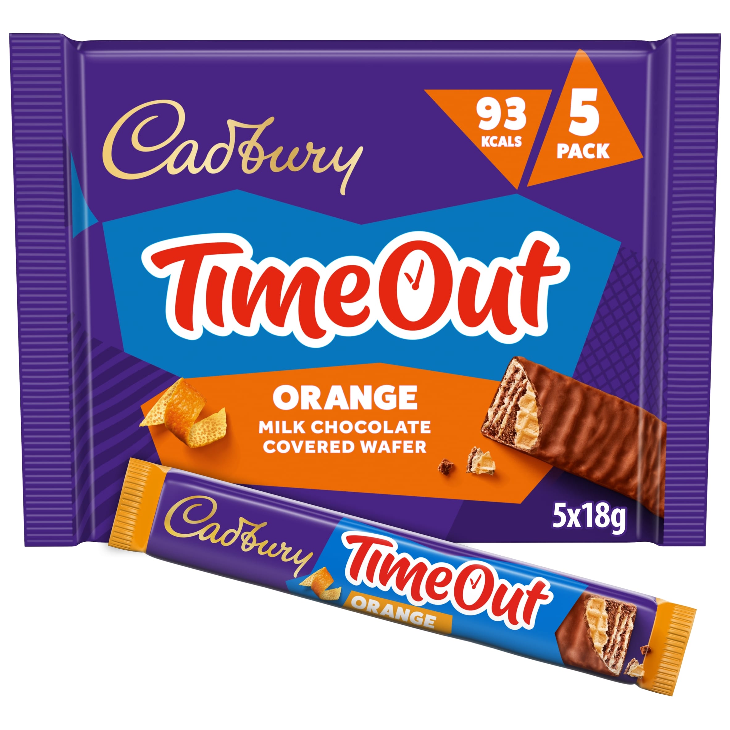 Cadbury Time out Orange Milk Chocolate Covered Wafer 5x 18g