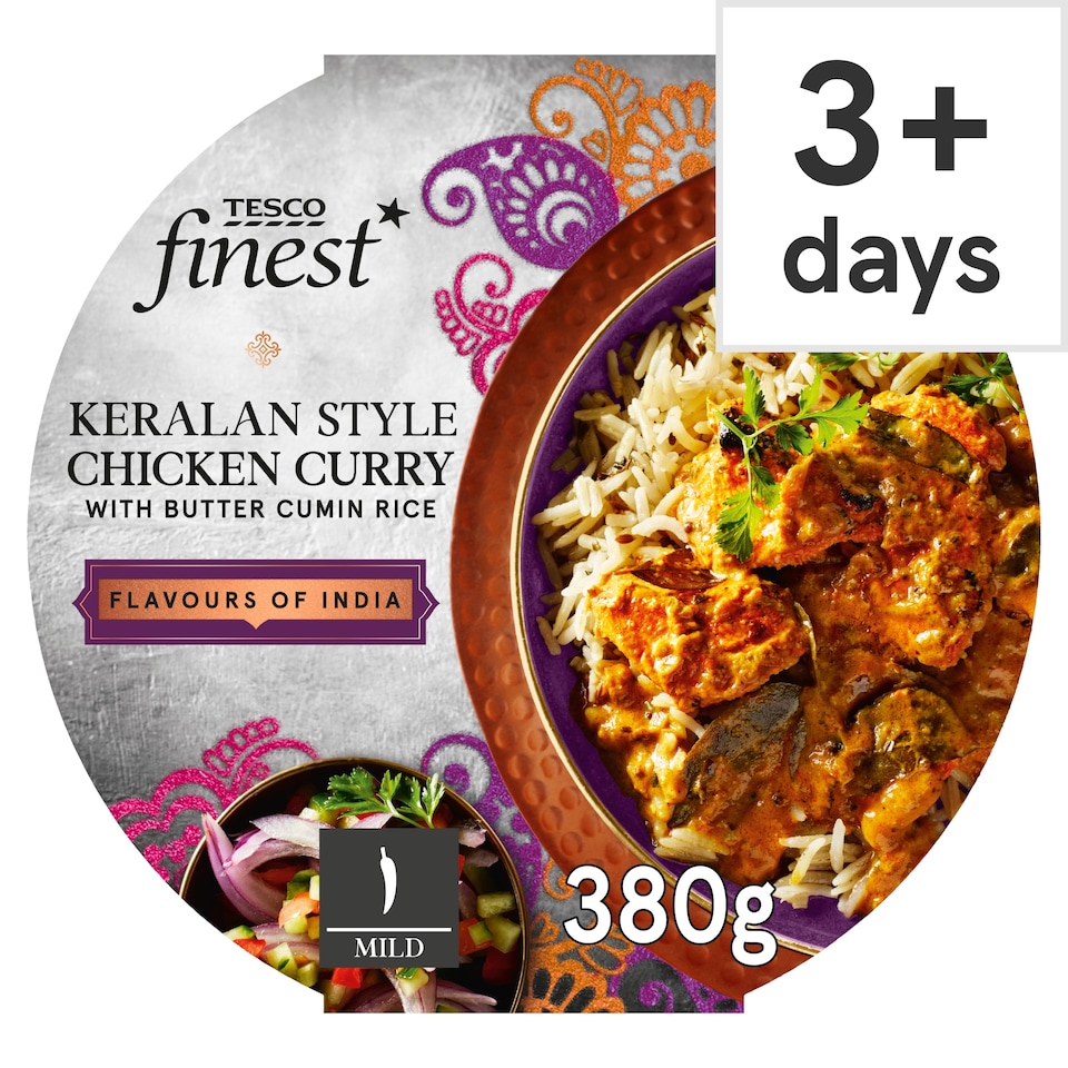 Tesco Finest Keralan Style Chicken Curry with Butter Cumin Rice 380g