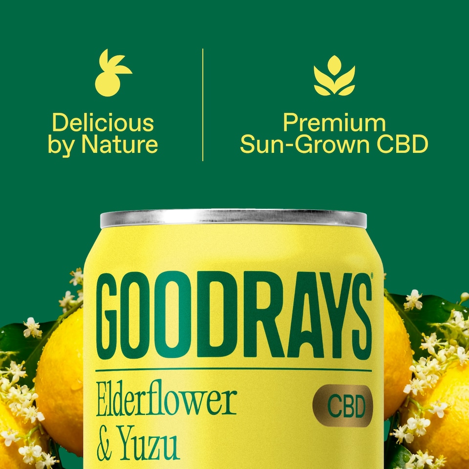 image 1 of Goodrays CBD Elderflower & Yuzu Drink 4 x 330ml