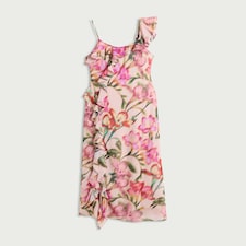 F&F Floral Ruffle Sleeved Midi Dress in Multi Pink