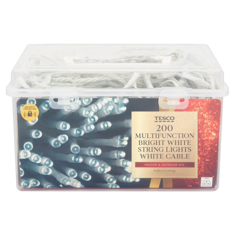 Tesco 200 Mfunction Bright White Lights White Cable