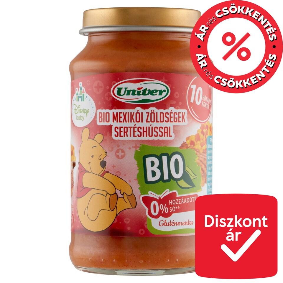 Univer bio mexikói zöldségek sertéshússal bébiétel 10 hónapos kortól 220 g  1. kép