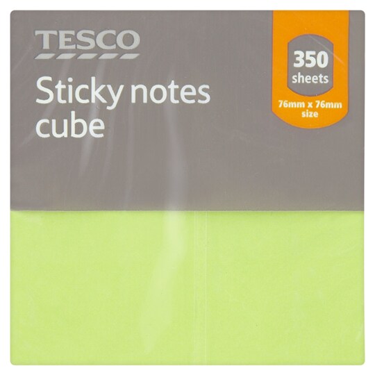 Tesco Sticky Note Cube 76 X 76Mm 350Sht Tesco Groceries