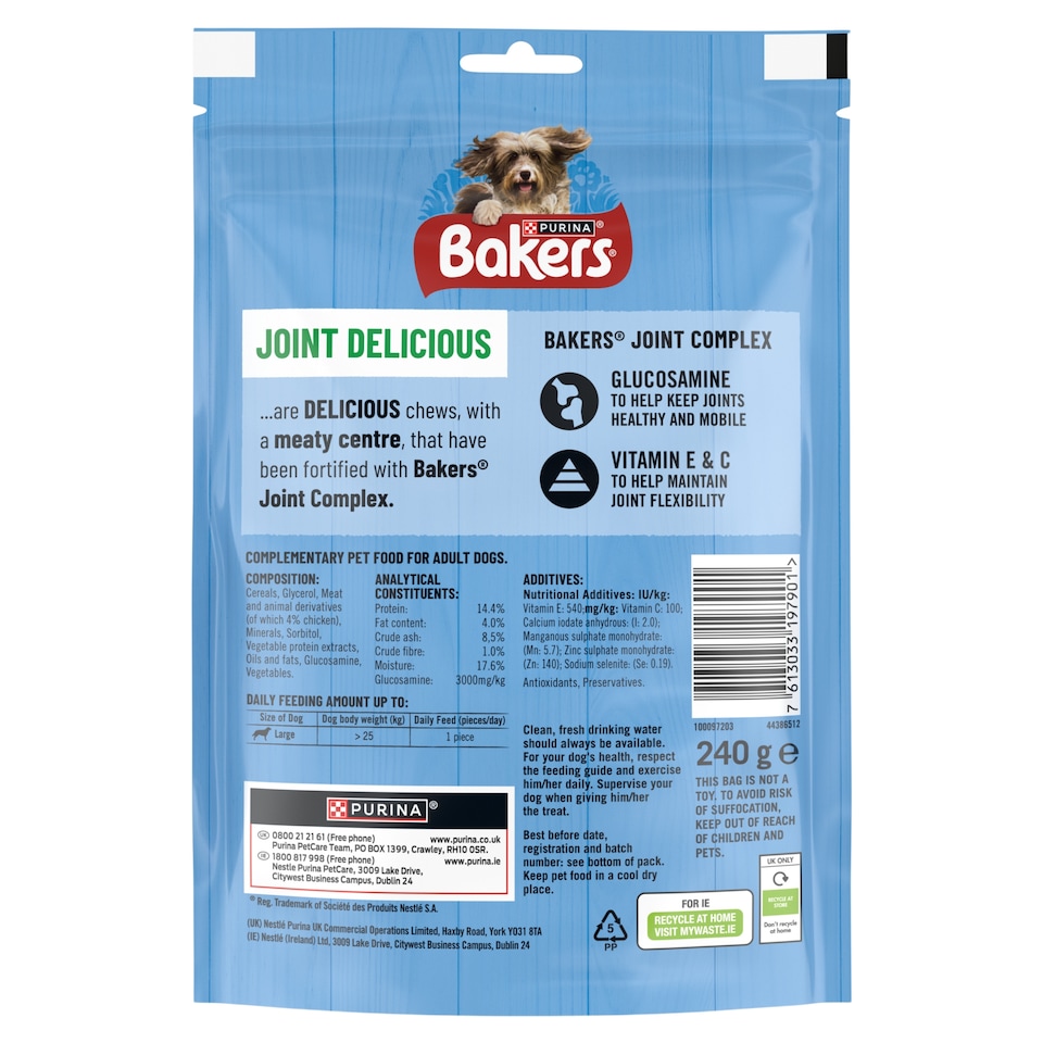image 1 of BAKERS Joint Delicious Large Chicken Dog Chews 240g