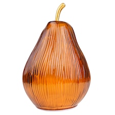 Candlelight Small Orange Ribbed Light Up Pear Table Lamp