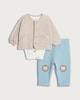 image 1 of F&F Baby 3-Piece Cotton Rich Animal Cardigan, Bodysuit and Leggings Set in Neutral