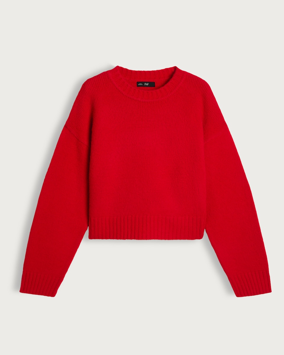image 1 of The F&F Edit Crew Neck Cropped Jumper in Red
