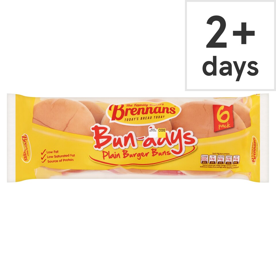 Brennans Bun-days Plain Burger Buns 6 Pack