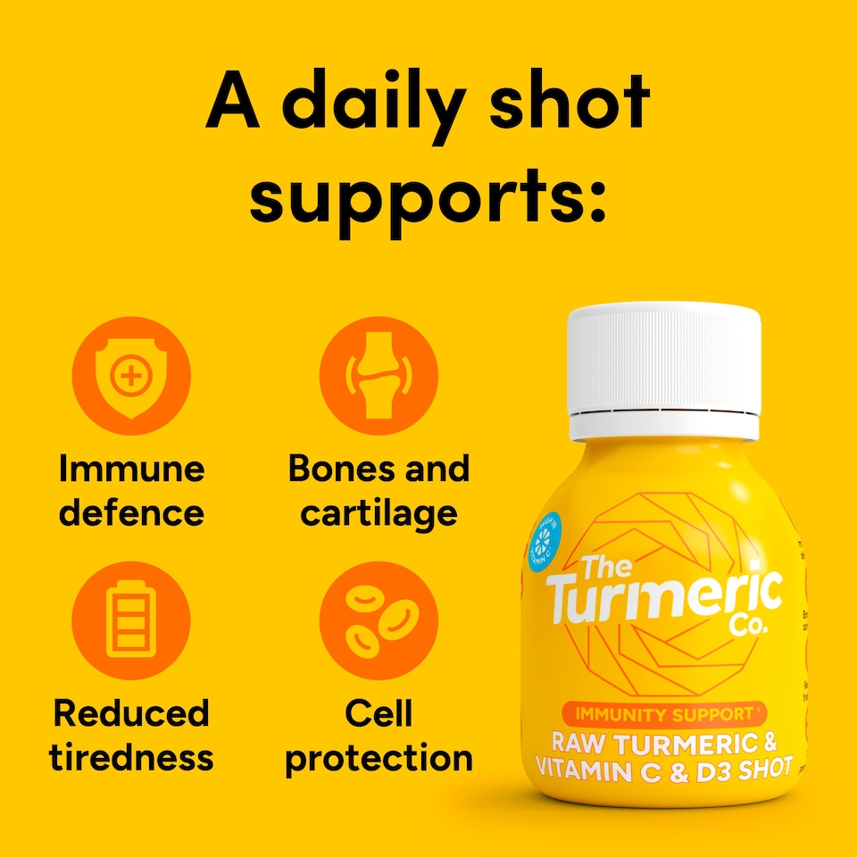image 1 of The Turmeric Co Raw Turmeric Vitamin C&D3 60ml 3 x multipack