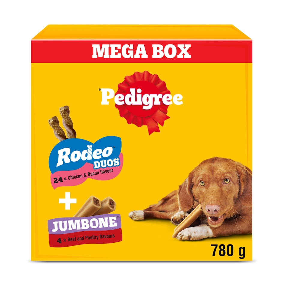 image 1 of Pedigree Rodeo Duos & Jumbone Medium Dog Treats Mega Box 28 Chews 780g