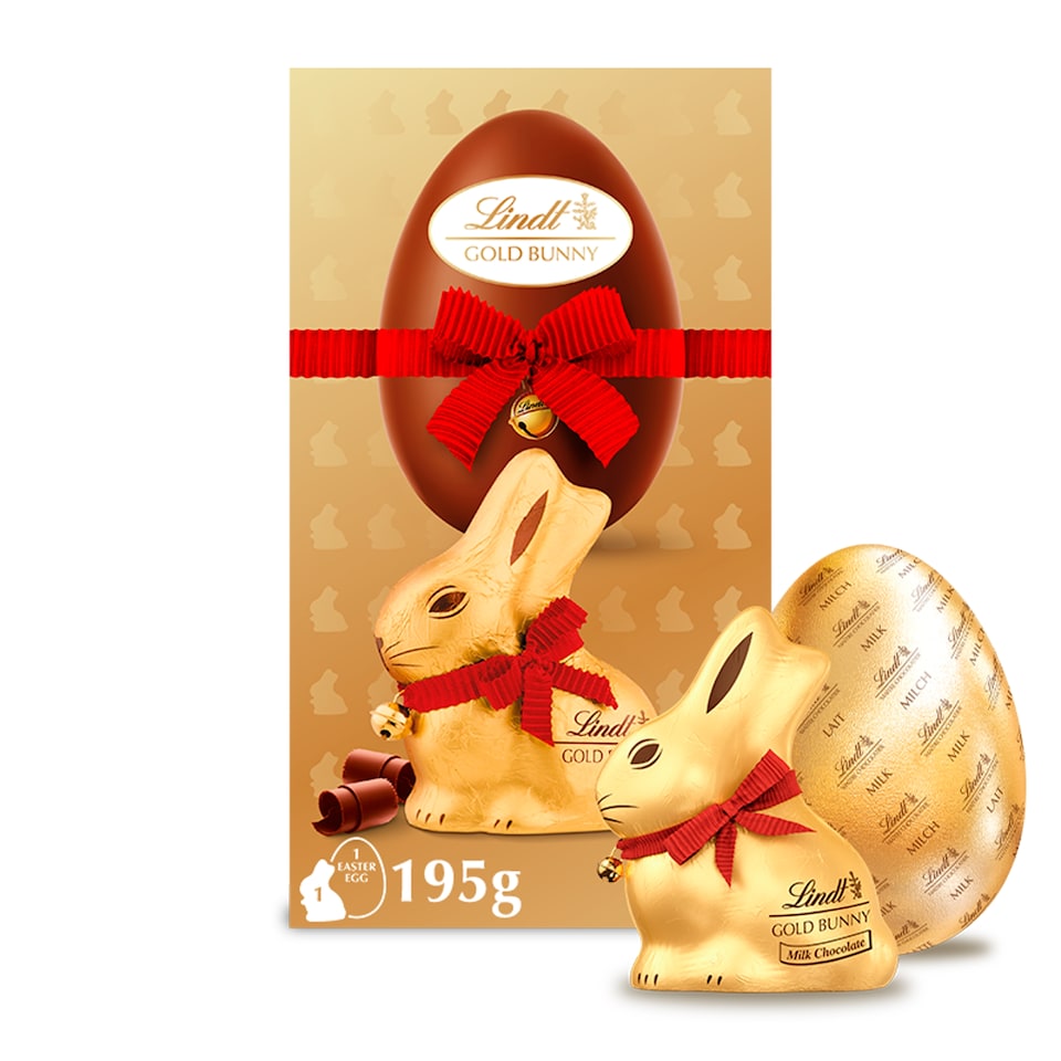 image 1 of Lindt Milk Chocolate Egg with Gold Bunny 195g