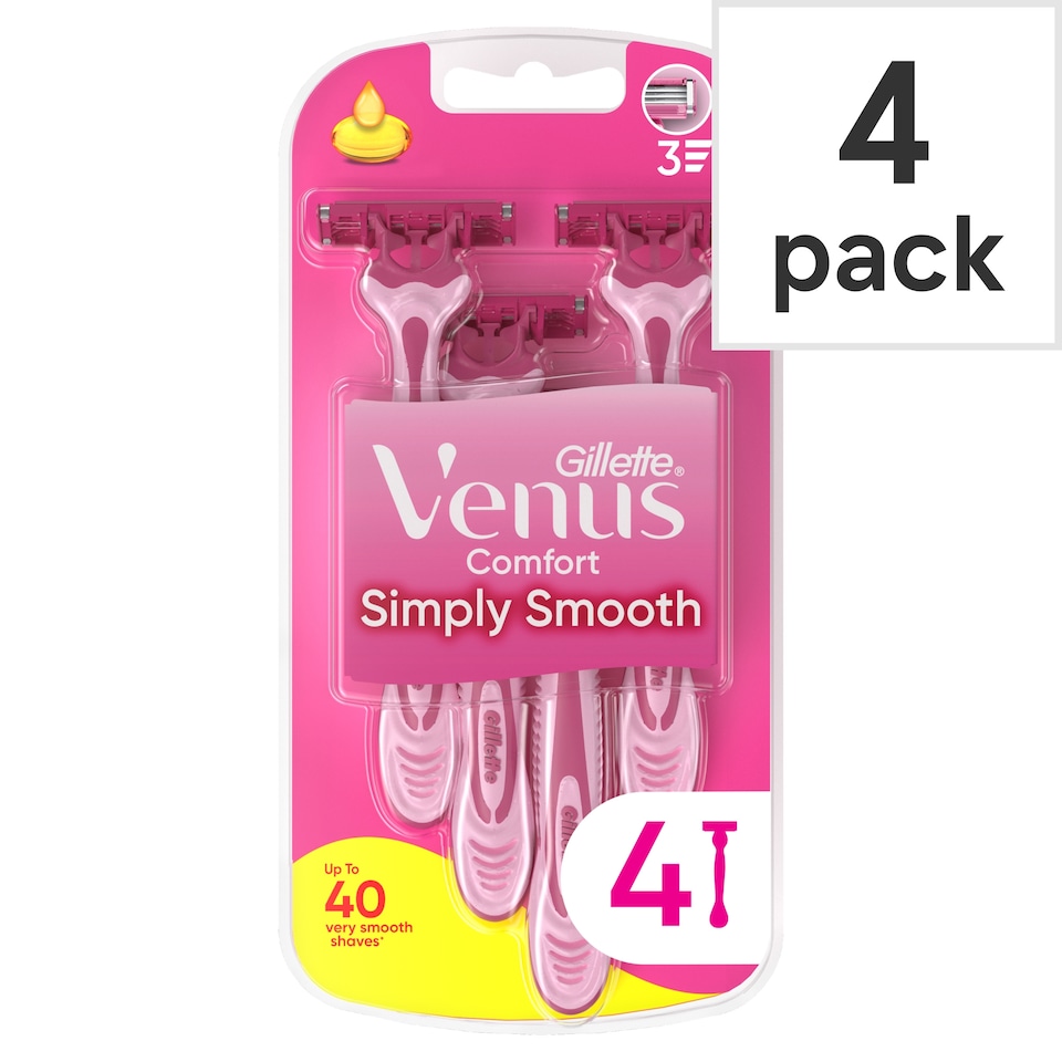 image 1 of Gillette Simply Venus 3 Blade Disposable Razors 4 Pack