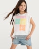 image 1 of Ramones Pure Cotton Slogan Fringe Tank Top in Cream