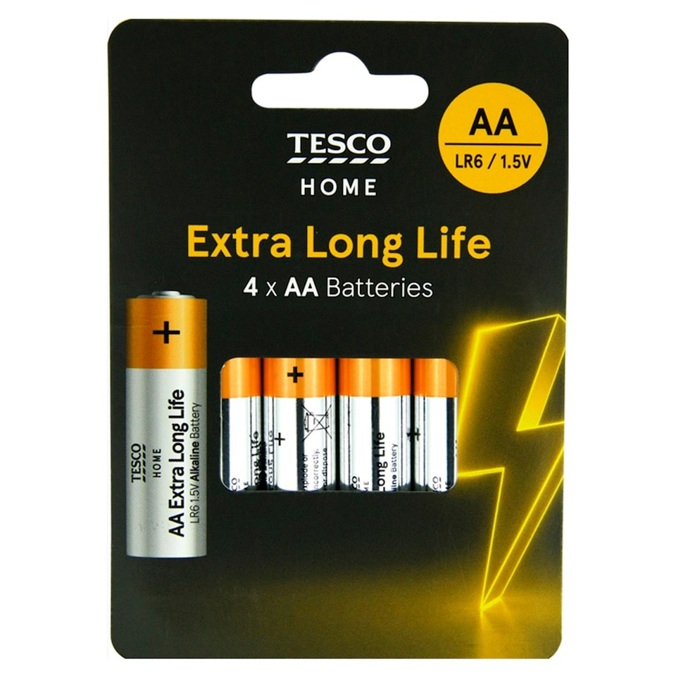 Tesco Extra Long Life AA 4 Pack