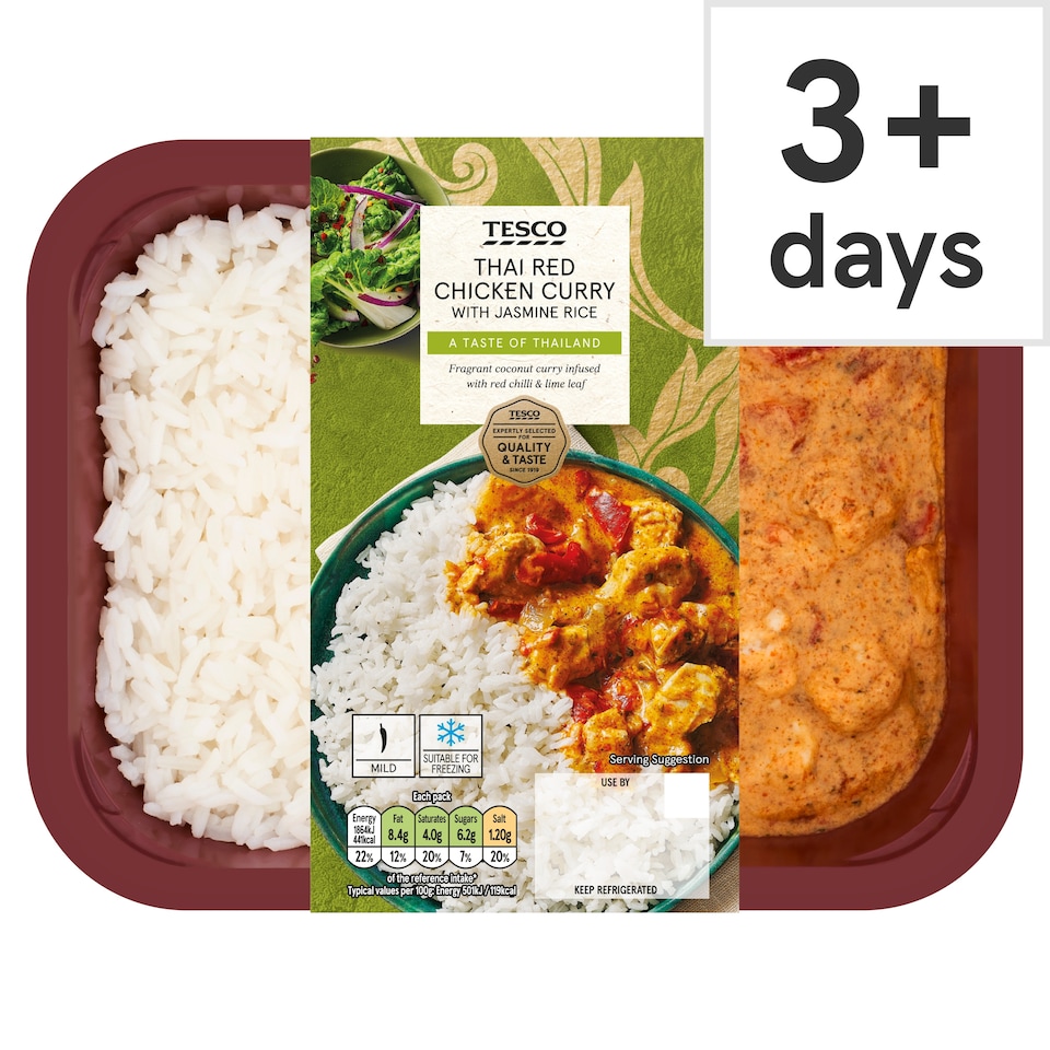Tesco Thai Red Chicken Curry With Jasmine Rice 400G