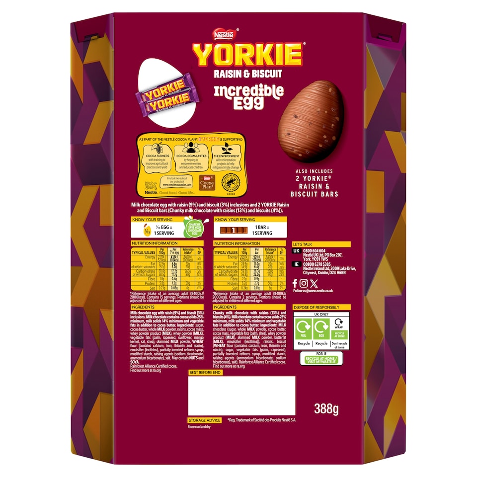 image 1 of Yorkie Raisin & Biscuit Incredible Egg 388g