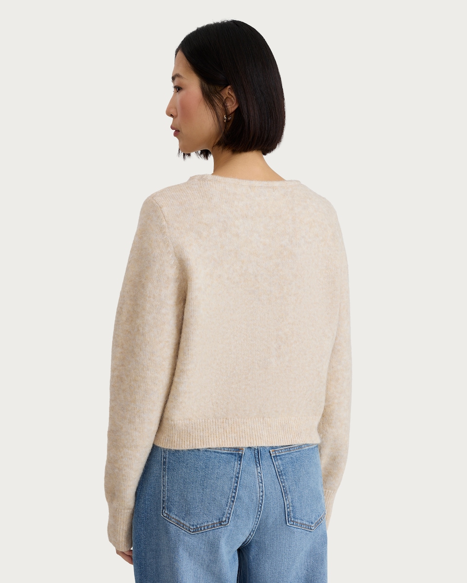 image 1 of F&F Knitted Fluffy V Neck Cardigan in Mink