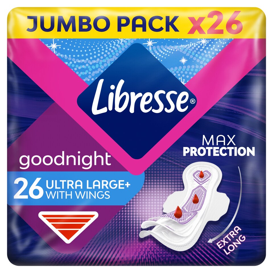 Libresse Ultra Large+ Goodnight szárnyas egészségügyi betét, éjszakai használatra 26 db  1. kép