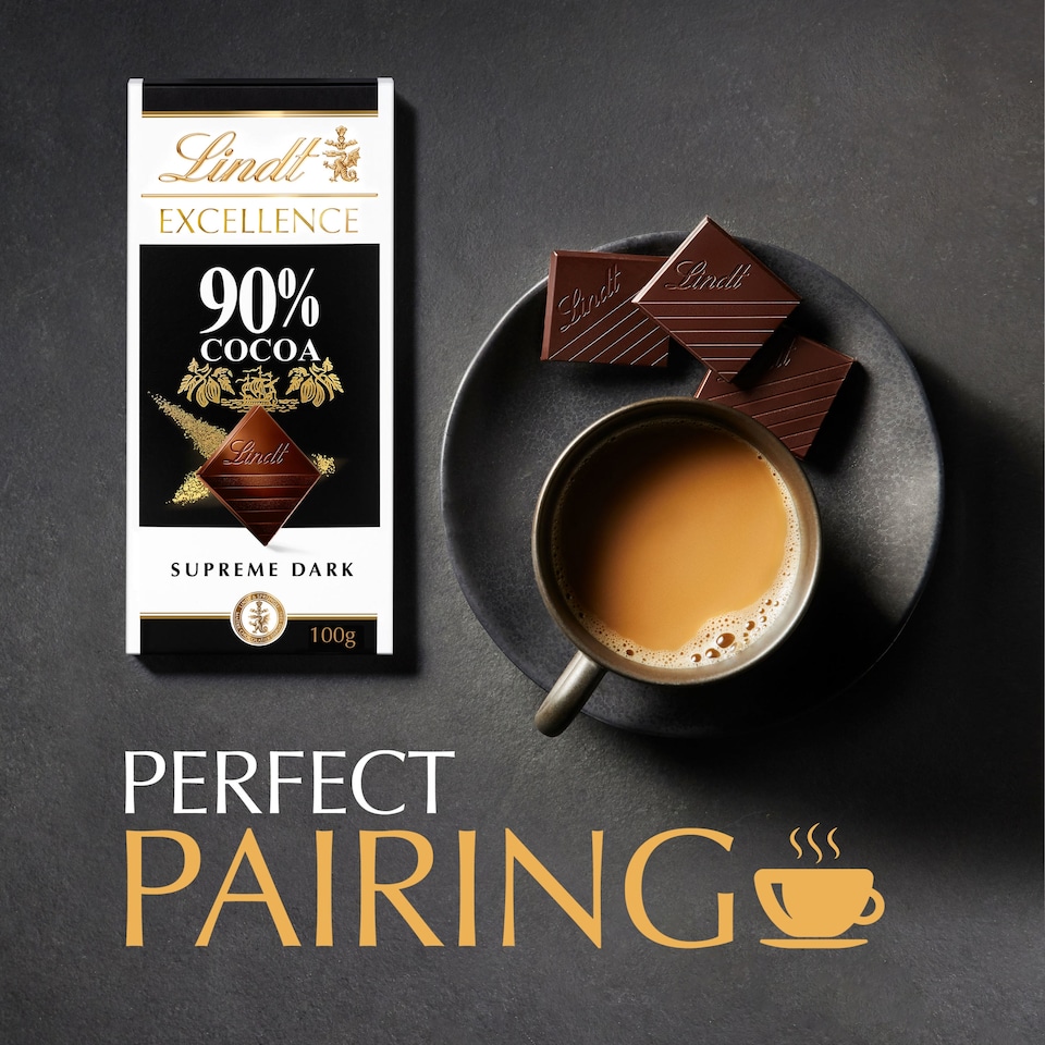 image 1 of Lindt Excellence Dark 90% Cocoa Chocolate Bar 100G
