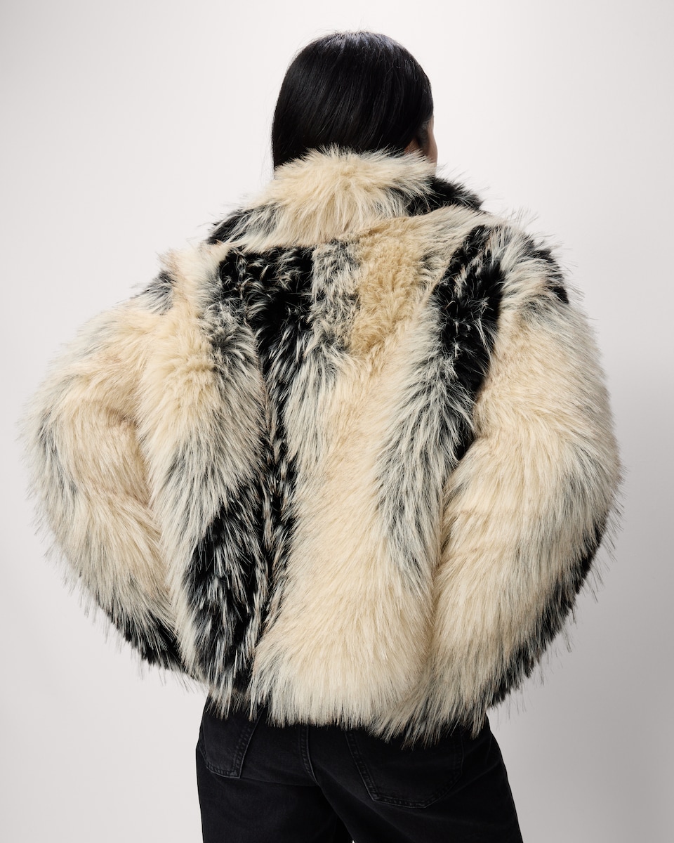 image 1 of F&F Faux Fur Jacket in Multi Black