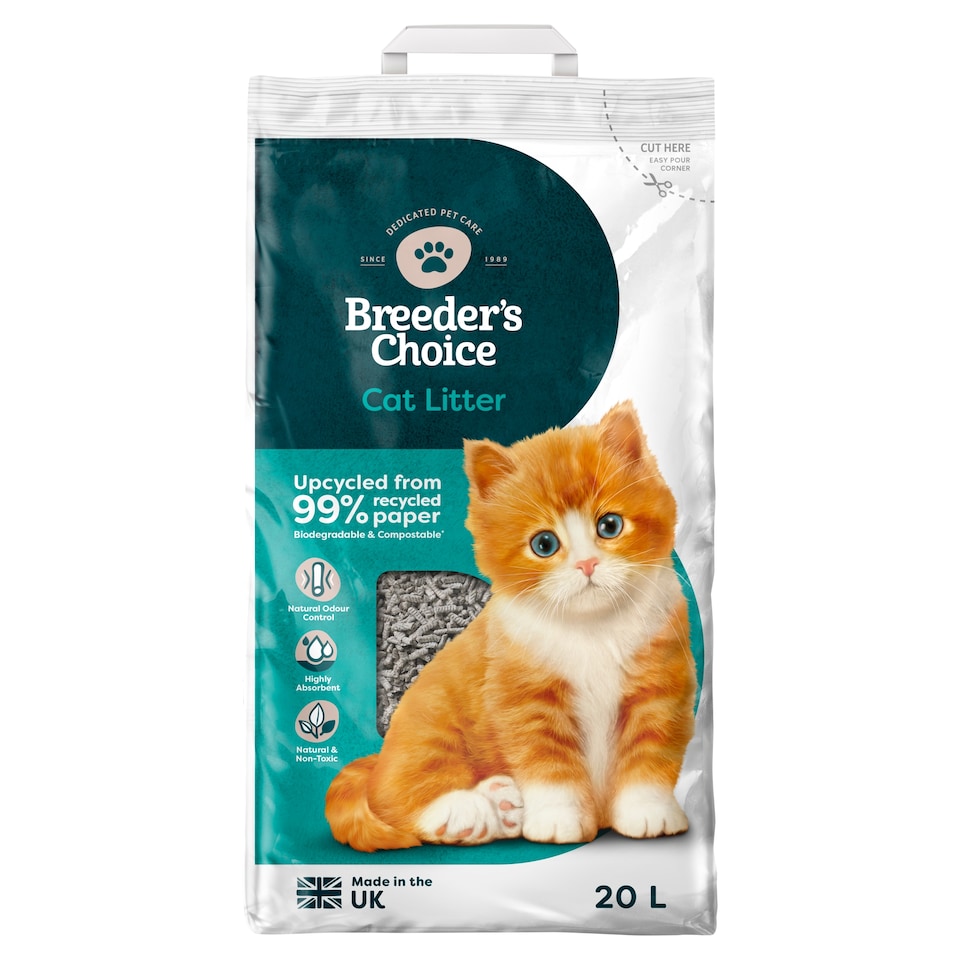 image 1 of Breeder's Choice Recycled Paper Cat Litter 20L