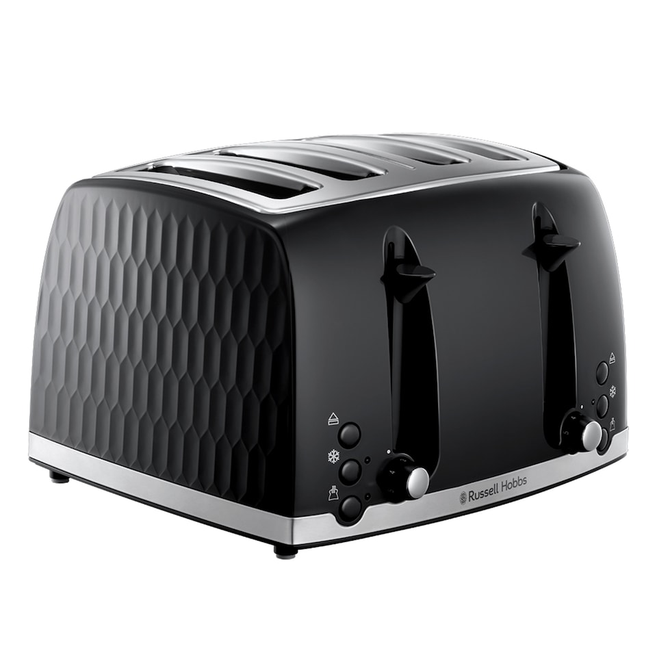 image 1 of Russell Hobbs Honeycomb Black 4 Slice Toaster