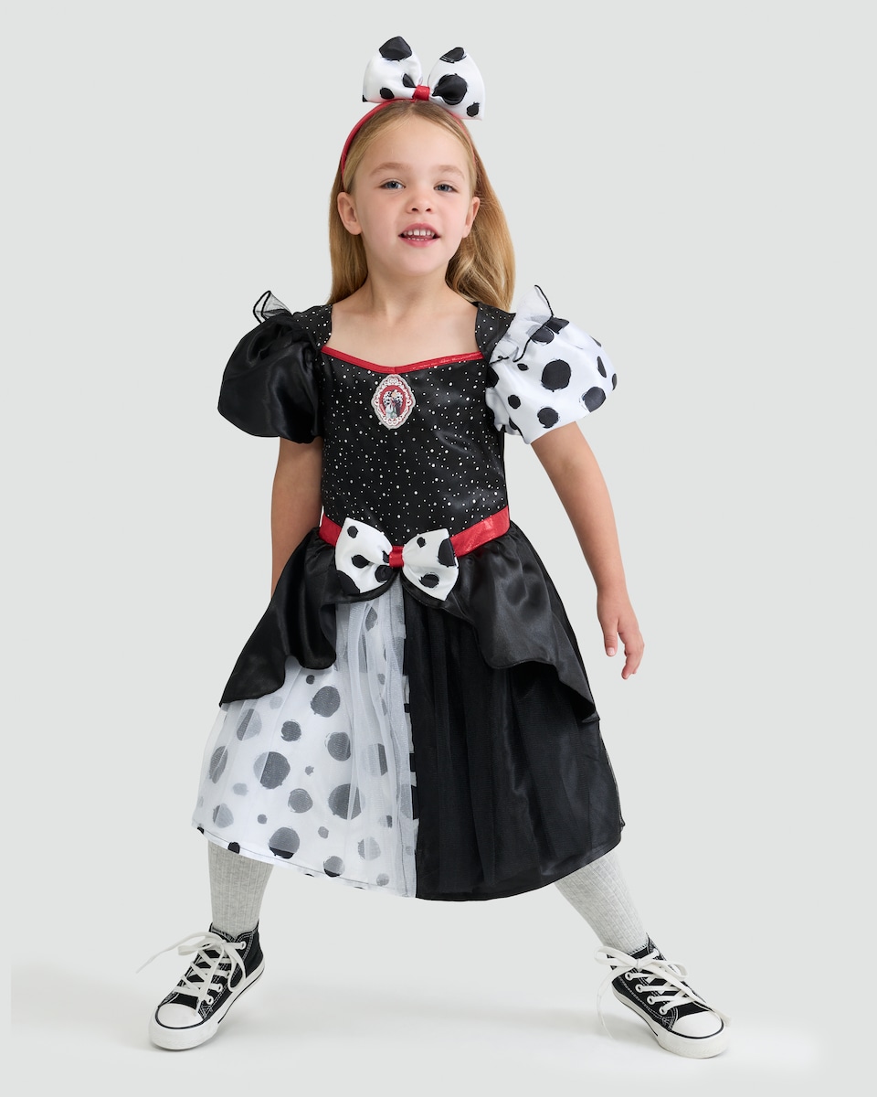 image 1 of Disney Cruella de Vil Fancy Dress Costume in Multi Black White
