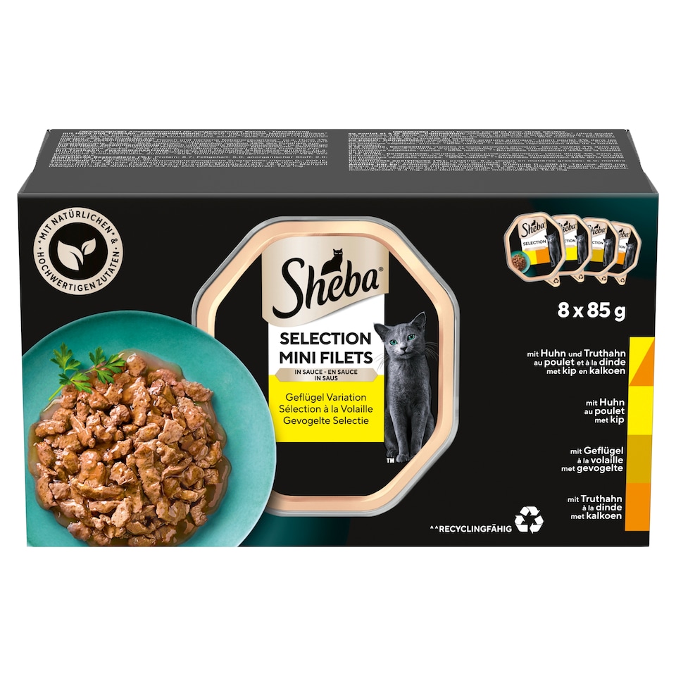 Sheba Selection Mini Filets teljes értékű nedves eledel felnőtt macskáknak 8 x 85 g (680 g)