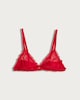 image 4 of F&F Mesh Bow Print Non Wired Bralette in Red