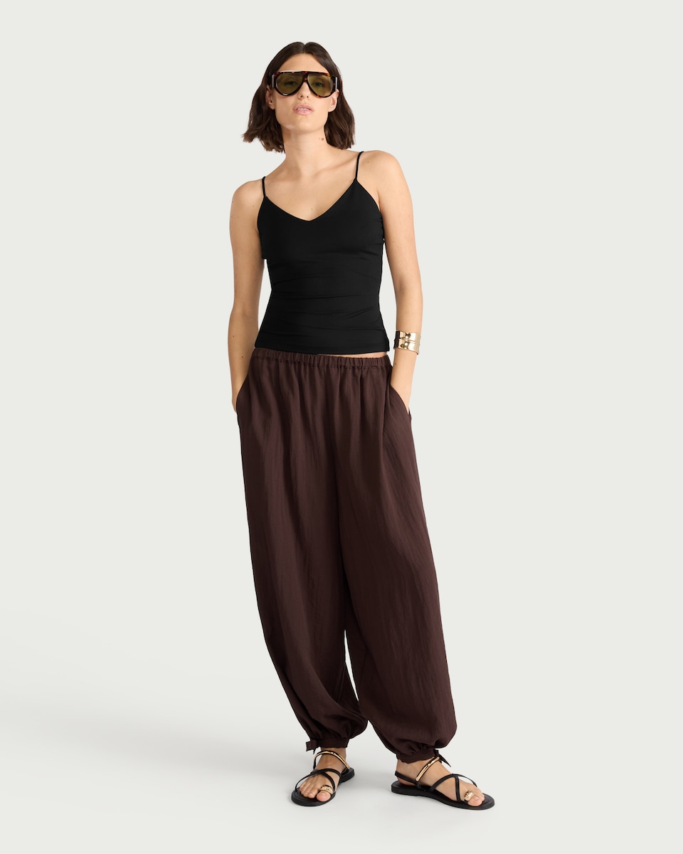 image 1 of F&F Polyamide Scoop Neck Vest in Black