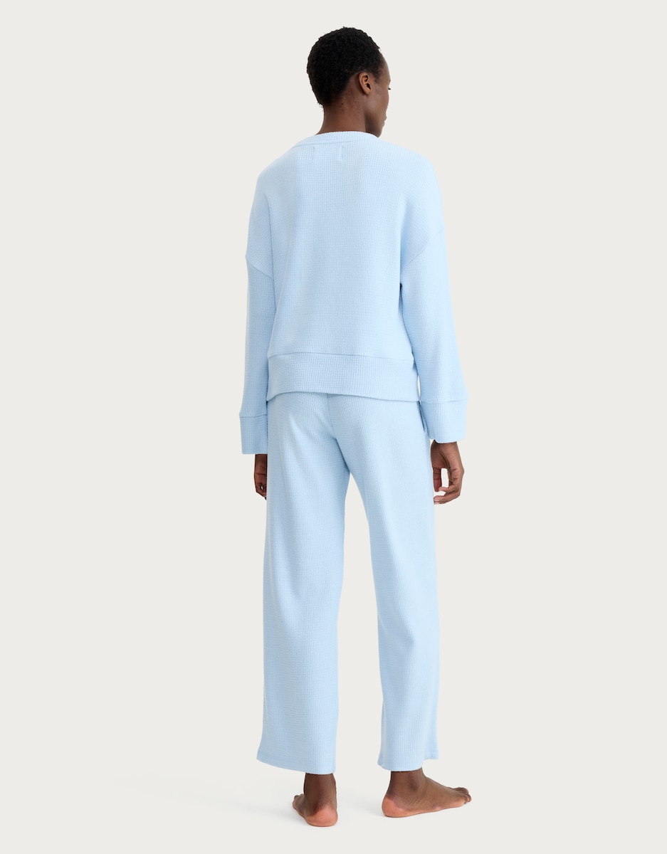 image 1 of F&F Waffle Textured Pyjama Set in Blue
