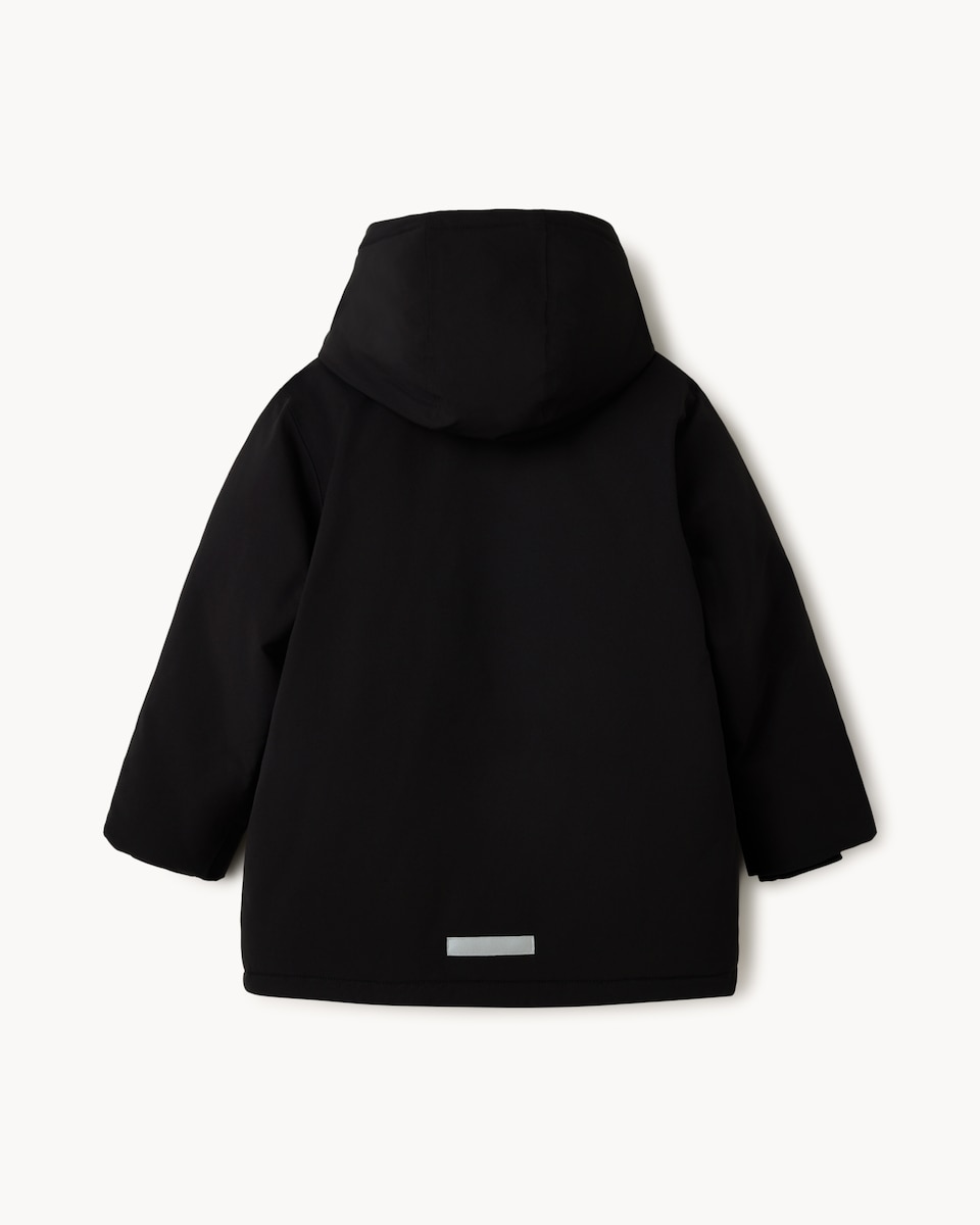 image 1 of F&F Boys Waterproof Longline Hooded Parka in Black