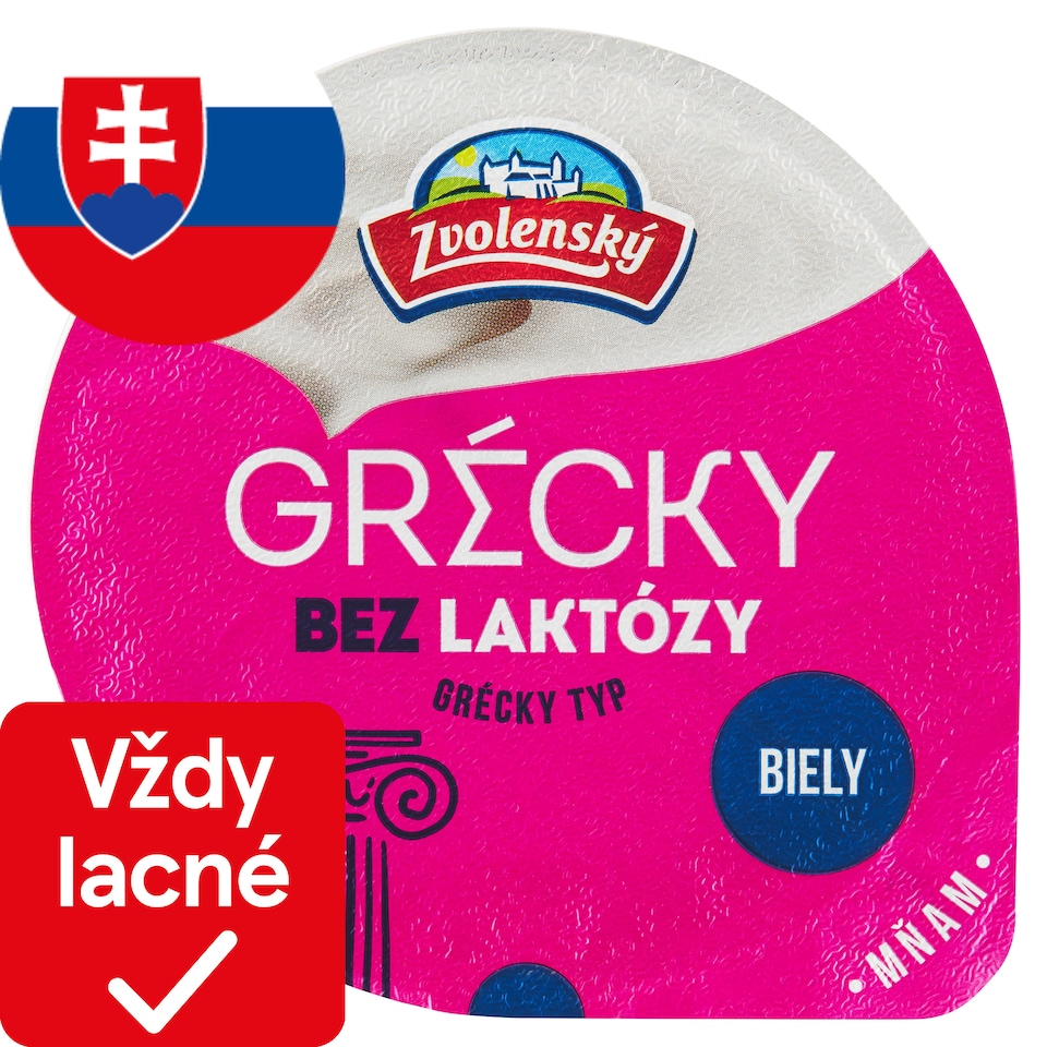 Zvolenský Jogurt grécky typ biely bez laktózy 125 g